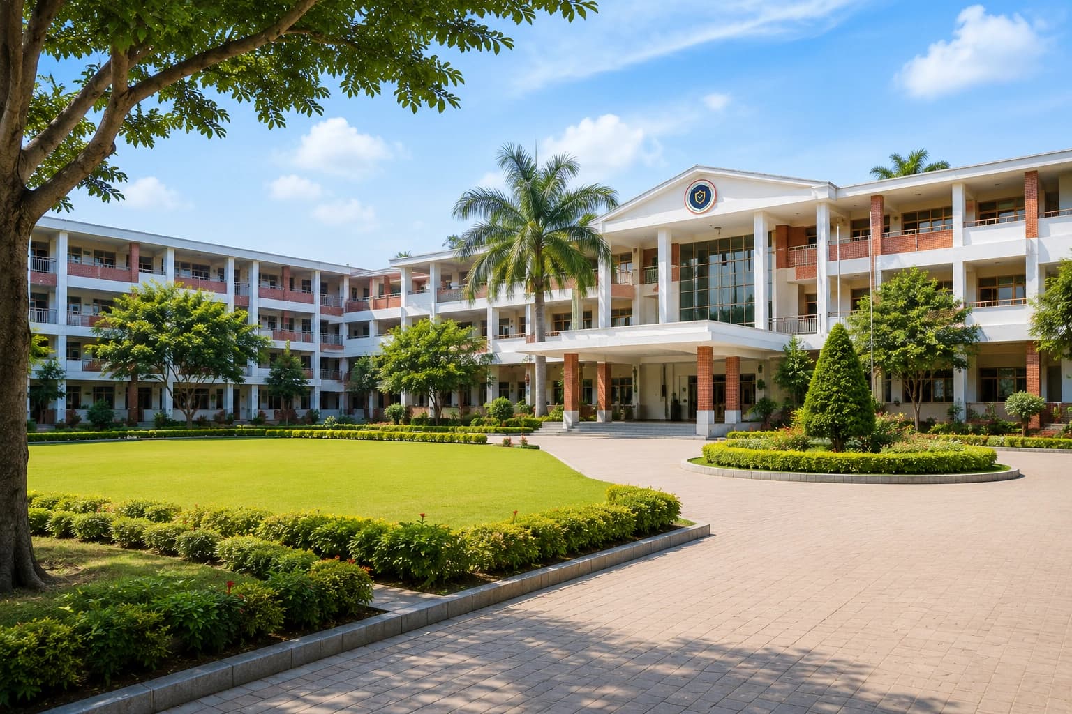 School campus building with open courtyard